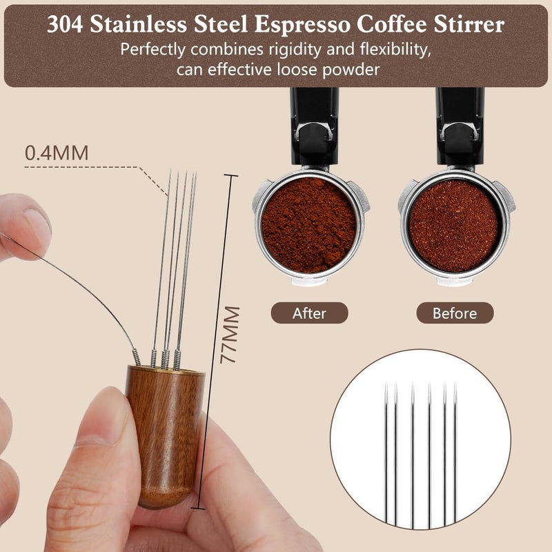 Y-Step 51mm Espresso Tamper Set, 30 lb Consistent Pressure Calibrated Coffee Tamper with Spring Loaded, Silicone Mat, Coffee Stirrer Espresso Distribution Tool, Wooden Barista Kit for Espresso Machine - Image 3
